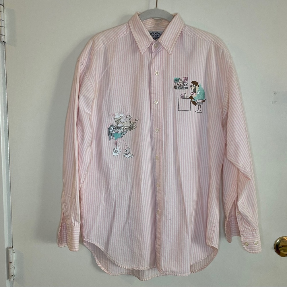 Vtg Looney Tunes Bugs Bunny Taz Button Up Shirt